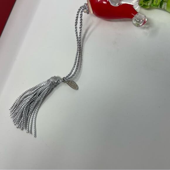 Lenox Peanuts Snoopy Glass Ornament Christmas Stocking Red Green Clear - Picture 6 of 9